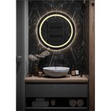 Nuun Dekor 60cm Günışığı Ledli Kumlamalı Banyo Lavabo Ofis Makyaj Kuaför Aynası - Trafolu Ahşap