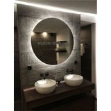 Nuun Dekor 70cm Trafolu Beyaz Ledli Dekoratif Ayna Duvar Aynası Banyo Aynası Beyaz