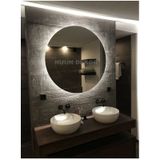 Nuun Dekor 70cm Trafolu Beyaz Ledli Dekoratif Ayna Duvar Aynası Banyo Aynası