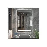 Nuun Dekor 70x50 Beyaz Ledli Kumlamalı Banyo Lavabo Ofis Makyaj Kuaför Aynası -trafolu