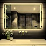 Nuun Dekor 80x60 Günışığı Ledli Kumlamalı Banyo Aynası Modern Dekoratif Ayna Trafolu Şeffaf