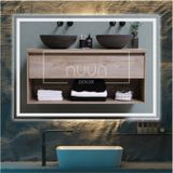 Nuun Dekor 80x60cm Beyaz Ledli Dekoratif Banyo Aynası Kumlamalı Duvar Aynası Trafolu