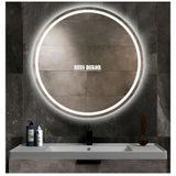 Nuun Dekor 90cm Beyaz Ledli - Kumlamalı - Banyo Aynası Trafolu