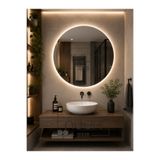 NUUN DEKOR 90cm Günışığı Ledli Yuvarlak Banyo Aynası Dekoratif Ayna