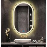 Nuun Dekor 90x60 Dokunmatik Gün Işığı Ledli Oval Ayna Dimmer Şeffaf
