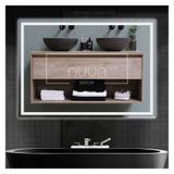 Nuun Dekor 90x70cm Beyaz Ledli Kumlamalı Banyo Aynası Trafolu