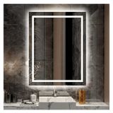 Nuun Dekor 90x70cm Beyaz Ledli Kumlamalı Banyo Lavabo Ofis Makyaj Kuaför Aynası - Trafolu