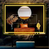 Nuun Dekor 90x70cm Günışığı Ledli Kumlamalı Banyo Aynası - Trafolu