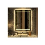 Nuun Dekor 90x70cm Günışığı Ledli Kumlamalı Banyo Ofis Kuaför Lavabo Aynası - Trafolu