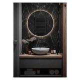 NUUN DEKOR Prizli Günışığı Ledli Dekoratif Yuvarlak Ayna Banyo Aynası Duvar Aynası 70cm Çapında