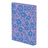 Nuuna Not defteri A5+ | Graphic L - Flower Power | 3,5 mm nokta ızgarası | 256 numaralı sayfa | 120 g birinci sınıf kağıt | deri mavi | Almanya'da sürdürülebilir üretim