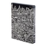 nuuna Tasarım not defteri Graphic L -"Frankfurt" - Smooth Bonded Leather, Softcover, renkli kesim, noktalı ızgara, 256 sayfa birinci sınıf kağıt, DIN A5, siyah