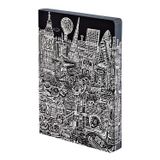 Nuuna tasarım Not Defteri Graphic L " – " London – Smooth Bonded Leather, Softcover, Farbschnitt, Punktraster, 256 sayfa Premium kağıt, DIN A5, siyah