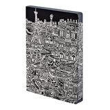 Nuuna tasarım Not Defteri Graphic L – "Paris" – Smooth Bonded deri, Softcover, Farbschnitt, Punktraster, 256 sayfa Premium kağıt, DIN A5, siyah