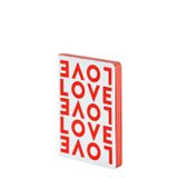 Nuuna tasarım Not Defteri Graphic S – "Love" – Smooth Bonded deri, Softcover, Mini-Punktraster, Farbschnitt, 176 sayfa Premium kağıt, DIN A6, kırmızı
