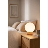 Nuuq Küre Camlı Masa Ve Gece Lambası Ahşap Taban E14