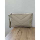 Nuveden Kadın Kapitone Desenli Portföy & Clutch Çanta - Koyu Krem Rengi