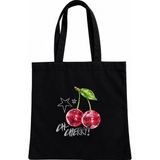 Nuvia Cherry Baskı Desenli Ham Bez Çanta