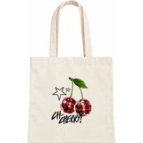 Nuvia Cherry Baskılı Ham Bez Çanta