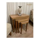 Nuvon Home Luna 4’Lü Lüx Ahşap Ceviz Zigon Sehpa