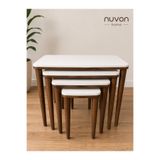 Nuvon Home Luna 4’Lü Lüx Krem Ceviz Zigon Sehpa
