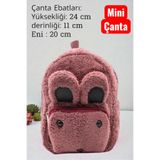 nuvora Peluş Kedi Desenli Hafif ve Rahat 0-4 Yaş Arası Kreş ve Anaokulu için Küçük Mini Okul Sırt Çantası