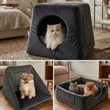 Nuvori Üçü Bir Arada Kedi Köpek Yatağı- Oyun Evi - Üç Fonksiyonlu Kedi ve Küçük Irk Köpekler Için Yatak-Minder-Yuva - Lux