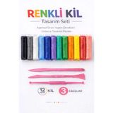 NUVVA 12li Renkli Kil Hamuru Seti, zıplayan kil, seramik hamuru tasarım seti oyun hamuru
