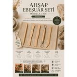 NUVVA Ahşap Ebeşuar Seti Modelaj Kiti Doğal Seramik Hamuru Kil Seti Şekillendirme Kalemi