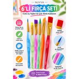 NUVVA Resim fırçası, Akrilik Guaj Yağlı Sulu boya fırçası, rengarenk fırça, paint brush, art, sanat, 6 lı fırça
