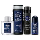 Nuvvo Nivea Erkek Cilt Bakım Seti (Deep Losyon + Deep Tıraş Köpüğü + Deep Roll On + Deep Duş Jeli)