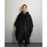 Nuvy Giyilebilir Hoodie Battaniye Çocuk Boy 5-11 Yaş - Siyah - 115 x 115 cm