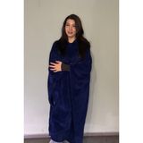 Nuvy Giyilebilir Hoodie Battaniye - Lacivert - 165 x 137 cm