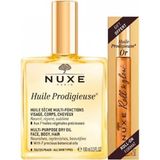 Nuxe Huile Prodigieuse Vücut Bakım Yağı 100 ml ve 8 ml Roll-On Yumuşatıcı Nemlendirici Seti