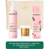 Nuxe Very Rose Makyaj Temizleme Suyu + Temizleyici Süt + Prodıgıeuse Kokulu Mum Set - Hediye Çantalı