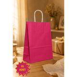 NUYA PACK Pembe Renkli 10 Adet 25x31 Cm Kraft Çanta Hediye Poşeti , Hediye Paketi , Kraft Kağıt Çanta
