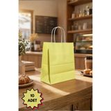 NUYA PACK Sarı Renkli 10 Adet 20x22 Cm Kraft Çanta Hediye Poşeti , Hediye Paketi , Kraft Kağıt Çanta