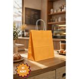 NUYA PACK Turuncu Renkli 10 Adet 20x22 Cm Kraft Çanta Hediye Poşeti , Hediye Paketi , Kraft Kağıt Çanta