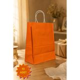 NUYA PACK TURUNCU Renkli 10 Adet 25x31 Cm Kraft Çanta Hediye Poşeti , Hediye Paketi , Kraft Kağıt Çanta