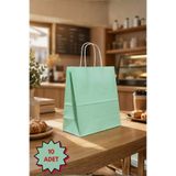 NUYA PACK Yeşil Renkli 10 Adet 20x22 Cm Kraft Çanta Hediye Poşeti , Hediye Paketi , Kraft Kağıt Çanta