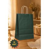 NUYA PACK YEŞİL Renkli 10 Adet 25x31 Cm Kraft Çanta Hediye Poşeti , Hediye Paketi , Kraft Kağıt Çanta
