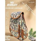 NV JEWELRY Renk Seçenekli Etnik Desenli Sırt Kahve Rengi Çantası