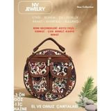 NV JEWELRY Yuvarlak Bohem Desenli Kahve Rengi Çanta