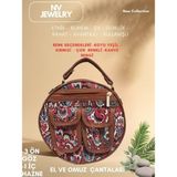 NV JEWELRY Yuvarlak Bohem Desenli Kırmızı Çanta