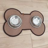 NV Sisters Açık Kahverengi Köpek Kemik Şekli Mama Altlığı/evcil Hayvan Mama Paspası