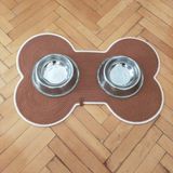 NV Sisters Kedi Köpek Kemik Şekli Mama Altlığı Evcil Hayvan Mama Paspası - Krem