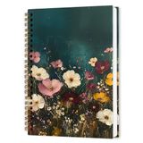 nvucamd Vintage Çiçekli Spiral Defter, Koyu Yeşil Cottagecore Kır Çiçeği Botanik Günlük Defteri, Retro Moody Çiçek Günlük Defterleri, Çiçekli Hediyeler Ofis Malzemeleri, 14,5 x 20,3 cm