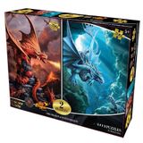 NW NessiWorld Ateş Ejderhası ve Su Ejderhası İkili Puzzle 200 Parça FRTXMLPRM/10244