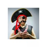NW NessiWorld casaxmlSMR0651-SET Yetişkin Boy Kadife Kaptan Jack Sparrow Korsan Şapkası Ve Plastik Korsan Göz Maskesi
