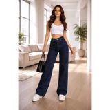 NWC Camelia 90`s Likralı Salaş Kadın Lacivert Süper Yüksek BeL Wide Leg Palazzo Kot Pantolon